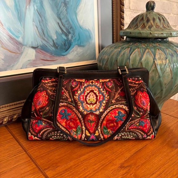 Vintage 90s Isabella Fiore Multicolor Paisley Beaded Bag